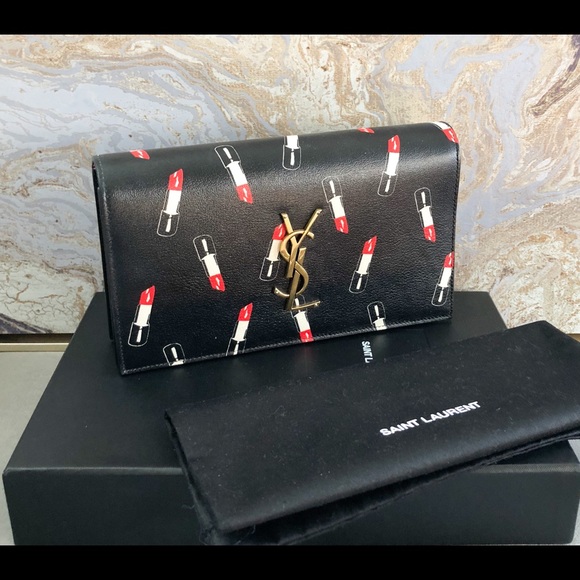 Saint Laurent Handbags - Saint Laurent Monogram Lipstick Leather Clutch